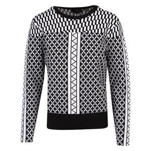 Ted Baker Womens Joziff Geometric Sweater, black and white. size 3